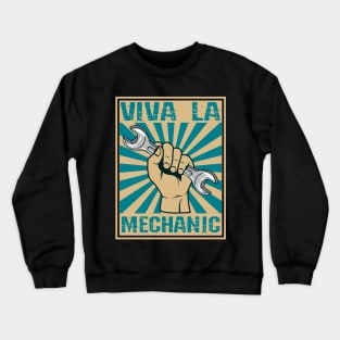 Funny Vintage Viva La Mecanico Retro- color woodblock design Crewneck Sweatshirt